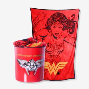 Kit Manta Com Balde Mulher Maravilha Dc Comics