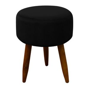 Puff Decorativo Redondo Pé Palito Herrero Preto