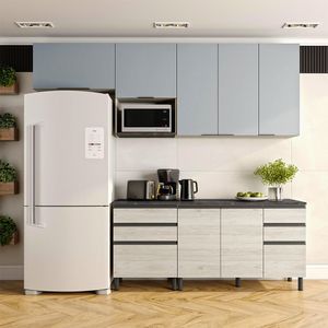 Cozinha Bartira Cristal Com 7 Portas 6 Gavetas 4 Prateleiras Freixo/azul