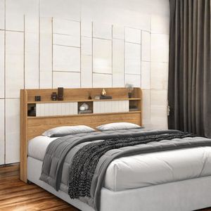 Cabeceira Com Prateleiras Dubai Solteiro Freijó E Off White