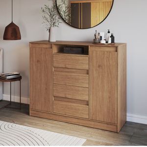 Cômoda 4 Gavetas 2 Portas Alba Para Quarto Marrom