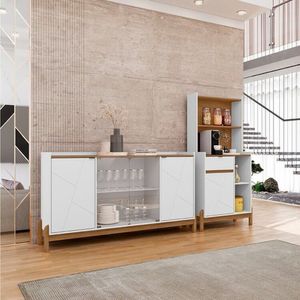 Conjunto Buffet Bari Com Cantinho Do Café Bari Branco Cedro