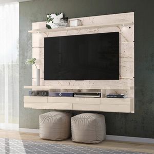 Painel Para Tv Até 60 Polegadas 2 Portas Lana 1.8 Madetec Calacata Off White