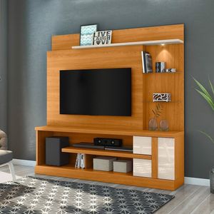 Estante Home Theater Para Tv Até 55 Polegadas 1 Porta 4 Prateleiras Alan Cinamomo Off White