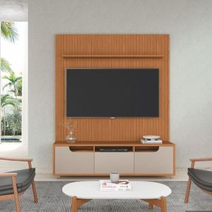 Conjunto Rack Jersey 160cm Com Painel Siena 160 Cm Cedro Off White