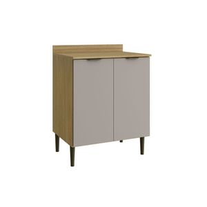 Balcão De Cozinha 2 Portas Com Tampo Ibiza 93,5cm X 70cm X 49,2cm Louro Freijó Cinza