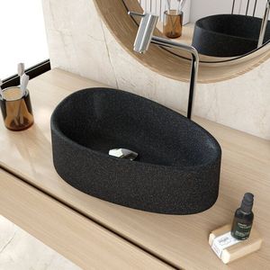 Kit 3 Cuba De Apoio Gota Bg43 43,5x26,5cm Lapimat Preto Granit Matte