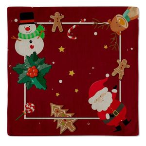 Kit 2 Guardanapos Natalinos Papai Noel E Boneco De Neve 43x43cm Vermelho