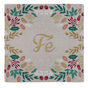 Kit 2 Guardanapos Natalinos Folhagem De Natal Fé 43x43cm Bege