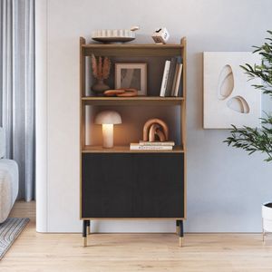 Armário Alto 2 Portas 80cm Home Office Flexus Hanover Preto