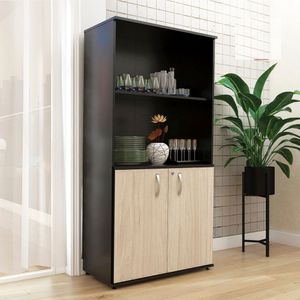 Armário Misto 02 Portas Pivotante Am1600mx-33 Preto Nogueira Casablanca