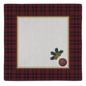 Kit 2 Guardanapos Linho Bordado Clássico Natal 40x40cm Vermelho