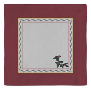 Kit 2 Guardanapos Linho Bordado Natal 40x40cm Vermelho Branco