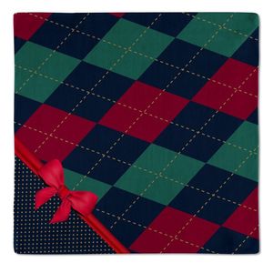 Kit 2 Guardanapos Linho Natal Xadrez Com Laço 40x40cm Azul Vermelho