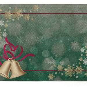 Kit 2 Jogo Americano Sinos Brilho De Natal 47x33cm Verde