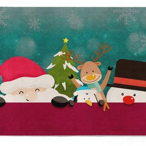 Kit 2 Jogo Americano Natalino Papai Noel 47x33cm Verde Vermelho