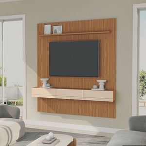Painel Siena 225 Cm Com Nicho 220 Cm Cedro Off White