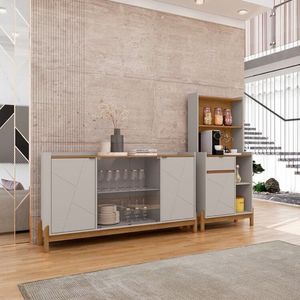 Conjunto Buffet Bari Com Cantinho Do Café Bari Off White Cedro