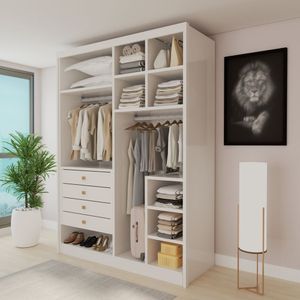 Closet Casal Sem Portas 4 Gavetas Eloá Branco