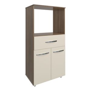 Multiuso Armário Laura Com Nicho Para Forno Elétrico E Microondas Com Gaveta E 2 Portas Mobília Decor Savana Off White