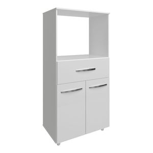 Multiuso Armário Laura Com Nicho Para Forno Elétrico E Microondas Com Gaveta E 2 Portas Mobília Decor Branco