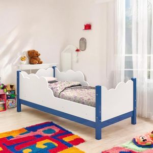 Cama Juvenil Em Nuvem Cristal Branca E Azul