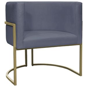 Poltrona Decorativa Recepção Luna Suede Base Ferro Champagne Cinza Suede