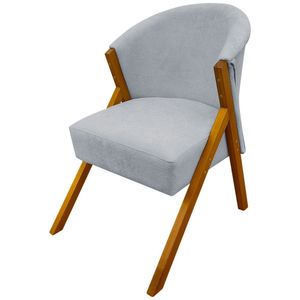 Poltrona Decorativa Para Sala You Bouclê Premium Braça Amadeirada Cinza Bouclé