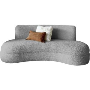 Sofá Divã Curvo Sala De Estar Maria 200 Cm Bouclé Adj Decor Cinza