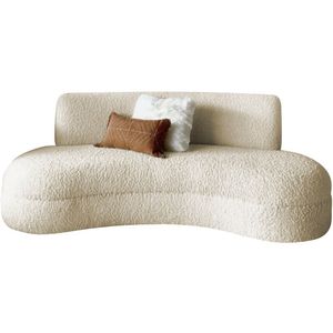 Sofá Divã Curvo Sala De Estar Maria 200 Cm Bouclé Adj Decor Bege