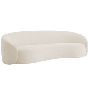 Sofá 3 Lugares 180cm Orgânico Luxo Recepção Amore Bouclé Adj Decor Bege