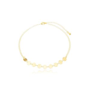 Tornozeleira Elos E Chapinhas Banhados A Ouro 18k