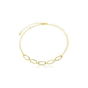 Tornozeleira Elos Maiores E Menores Banhados A Ouro 18k