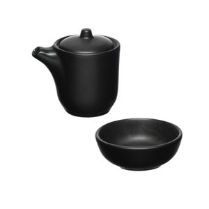 Conjunto Shoyu Em Porcelana Manhattan Preto Com 2 Peças Haüskraft