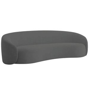 Sofá 3 Lugares 180cm Orgânico Luxo Recepção Amore Linho Adj Decor Cinza Escuro