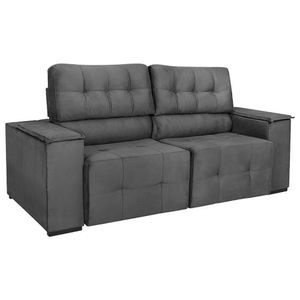 Sofá Cama Retrátil Sala Vicenza 175cm Linho Cinza