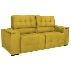 Sofá Cama Retrátil Sala Vicenza 175cm Suede Amarelo