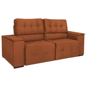 Sofá Cama Retrátil Sala Vicenza Vicenza 210cm Suede Terracota