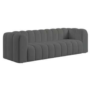 Sofá 3 Lugares 200cm Orgânico Luxo Recepção Giordana Linho Adj Decor Cinza