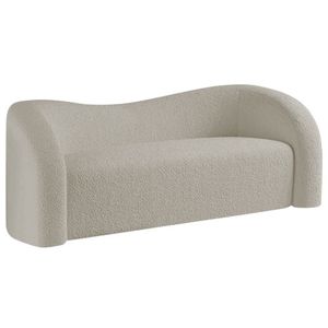 Sofá Curvo 3 Lugares Organico Sala Recepção Coréia 180cm Linho Bege