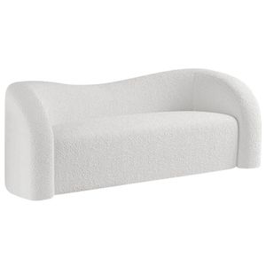Sofá Curvo 3 Lugares Orgânico Sala Recepção Coréia 200cm Bouclé Branco