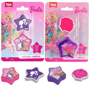 Kit Escolar Apontador Com Depósito + Borracha Barbie - Tris