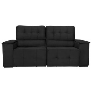 Sofá Cama Retrátil Sala Vicenza Vicenza 210cm Suede Preto