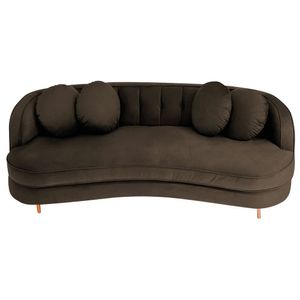 Sofá Curvo 3 Lugares Orgânico Sala Recepção Luxo Panamá 185cm Suede Marrom