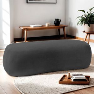Puff Itália 200cm Sala Escritorio Luxo Linho Cinza