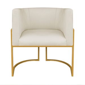 Kit Divã Luna 140cm Lado Direito E 02 Poltronas Base De Ferro Dourado Linho Bege