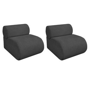 Kit 2 Poltronas Decorativas Orgânica Recepção Sala Virgínia Linho Adj Decor Cinza