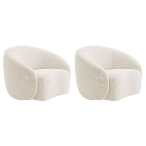 Kit 02 Poltronas Orgânica Luxo Recepção Amore Bouclé Adj Decor Bege