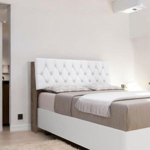 Cabeceira Estofada Yasminne Queen Chocolate Com Capitonê Branco