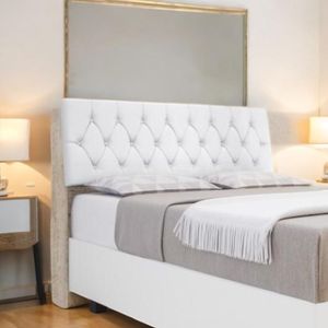 Cabeceira Estofada Yasminne Casal Amarula Com Capitonê Branco